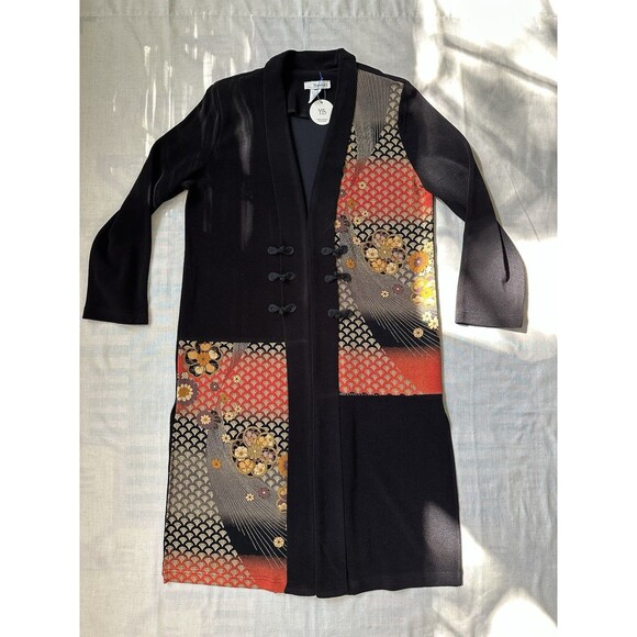 NWT Moonlight YS Fashion Long Open Duster Coat Large Asian Print Toggle Resort - Picture 16 of 16